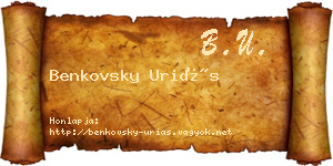 Benkovsky Uriás névjegykártya
